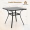 32" Square Outdoor Grey Metal Patio Dining Table for 4 with Wood-Like Top and Frame